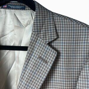 NWT Walter Morton/Hickey Freeman Men's 40R, Brown/Beige Plaid,100% Wool Suit USA